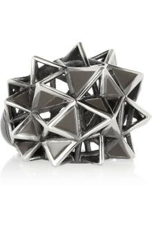 Bottega Veneta Blackened Sterling Silver Caged Spike Ring - Lyst