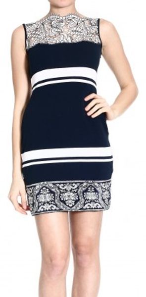 Class Roberto Cavalli Sleeveless Two-Colored Dress with Lace - Lyst