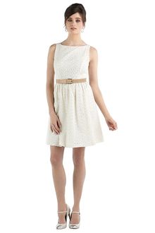 Jessica Simpson Belted Fit and Flare Dress - Lyst