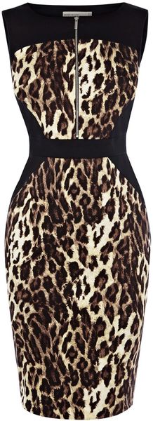 Karen Millen Leopard Print On Cotton Dress - Lyst