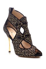 Nicholas Kirkwood Lace Stamped Gilded Heel Sandal