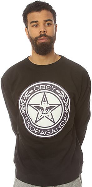 Obey The Luxury Propaganda Crewneck Sweatshirt in Black - Lyst