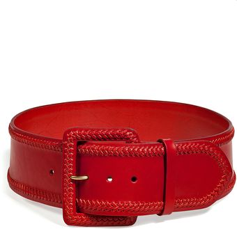 Ralph Lauren Collection Red Braided Trim Leather Belt - Lyst