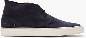 Common Projects Navy Nubuck Chukka Sneakers - Lyst