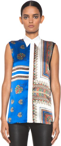 Givenchy Satin Sleeveless Printed Top in Multi - Lyst