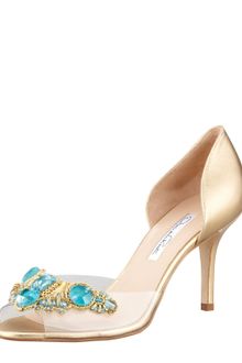 Oscar de la Renta Metallic Leather Clearvamp Pump - Lyst