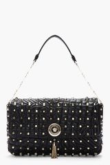 Versace Black Studded Quilted Leather Chainstrap Shoulder Bag