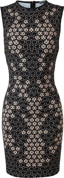 Alexander McQueen Honeycomb Lace Stretch Jersey Dress - Lyst
