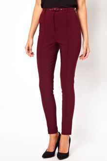 ASOS Collection High Waist Belted Trousers in Skinny Fit - Lyst