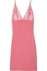 Calvin Klein Honeysuckle Rose Lace and Stretch-Jersey Chemise