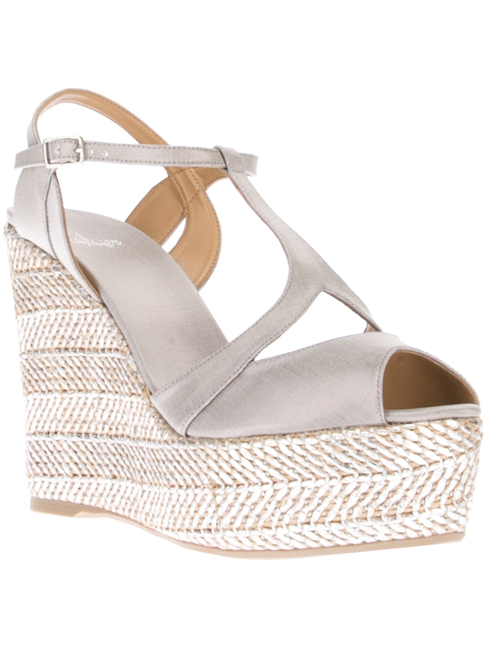 silver satin wedges