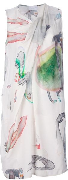 Christian Wijnants Printed Draped Dress - Lyst