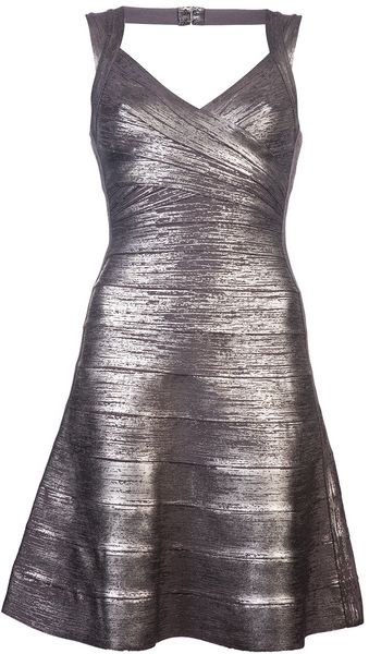 Hervé Léger Foil Bandage Dress - Lyst