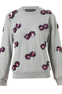 House Of Holland Floral Embellished Cotton Sweatshirt - Lyst