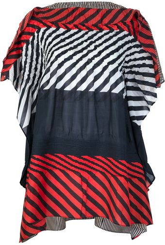 Issey Miyake Oversized Multistripe Tunic - Lyst