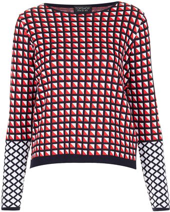 Topshop Knitted Tile Jacquard Jumper - Lyst