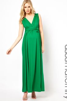 Grecian Dress on Asos Maternity Maxi Dress In Jersey With Grecian Drape Detail In Green