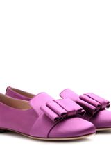 Miu Miu Satin Loafers with Pleated Bow