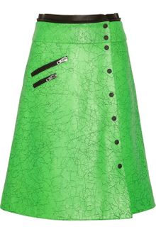 Rag & Bone Neon Cracked Leather Wrap Skirt - Lyst