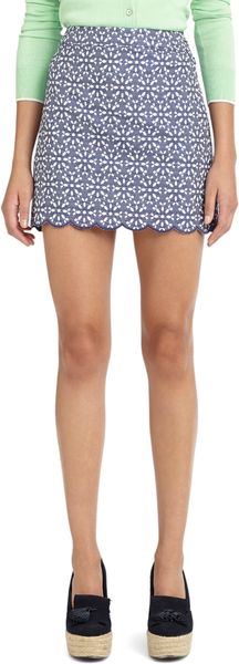 Brooks Brothers Chambray Eyelet Skirt - Lyst