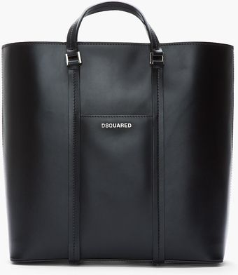 DSquared2 Large Black Leather Structured Dante Shopper Tote - Lyst