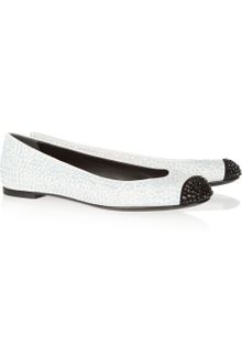 Giuseppe Zanotti Swarovski Crystal Embellished Brushed Leather Ballet Flats - Lyst