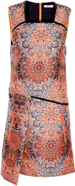 Helmut Lang Medallion Jacquard Split Hem Square Neck Dress - Lyst