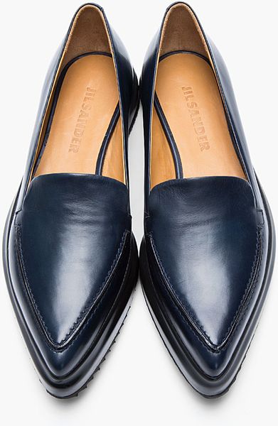 blue pointed flats