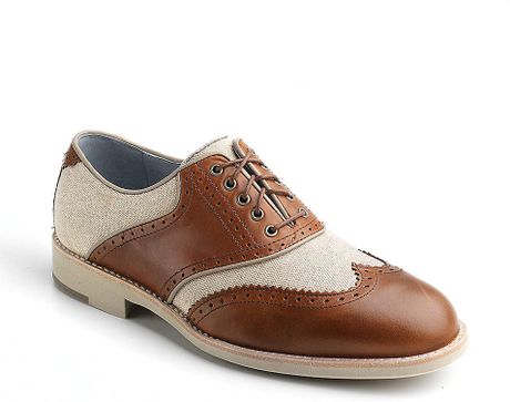 Johnston  Murphy Ellington Leather and Linen Wingtip Oxfords in Brown ...