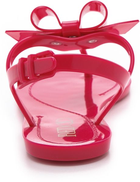 VALENTINO PVC Jelly Rockstud Bow Thong Sandals 37 Pink 310894