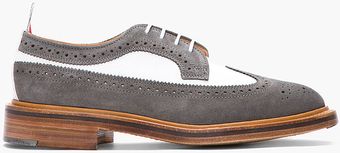 Thom Browne  Nubuck Grey Suede Longwing Brogues - Lyst