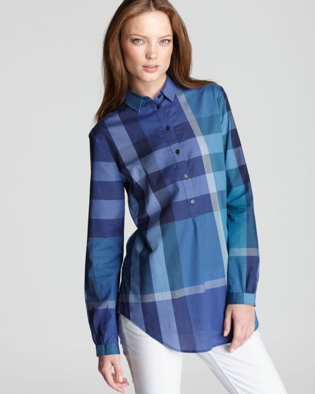 burberry brit check tunic in blue iris blue lyst burberry brit check tunic in blue iris blue lyst