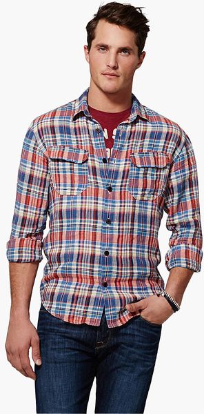 Lucky Brand Baird Mcnutt Acoustic Plaid Linen Shirt - Lyst
