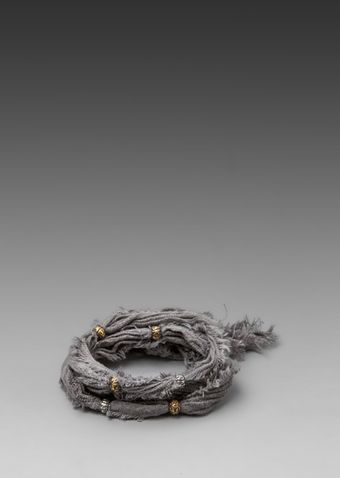 M.cohen Distressed Silk Wrap Bracelet in Grey - Lyst