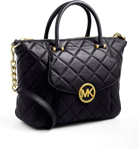 Michael Michael Kors Fulton Quilted Leather Satchel Bag in Black