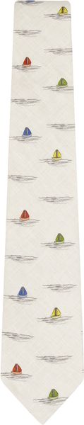 Reiss Shreeky Linen Colourful Sail Boat Print Tie - Lyst