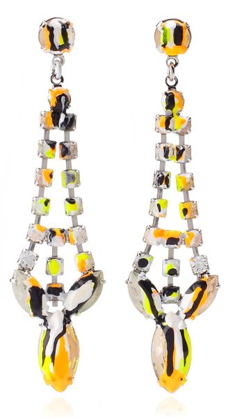 Tom Binns Painted White Marquise Crystal Earrings - Lyst
