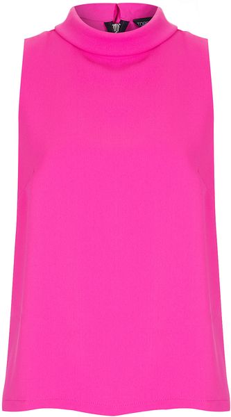 Topshop Sleeveless Roll Neck Shell Top - Lyst