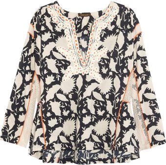 Vineet Bahl Embroidered Printed Cottonblend Top - Lyst