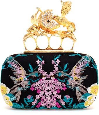 Alexander McQueen Hummingbird Embroidered Box Clutch - Lyst