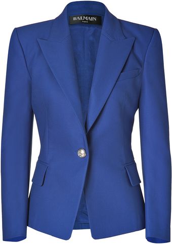 Balmain Gipsy Blue One Button Stretch Cotton Blazer - Lyst