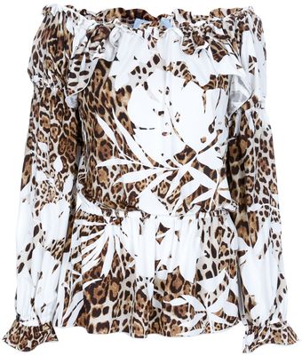 Blumarine Gathered Printed Top - Lyst