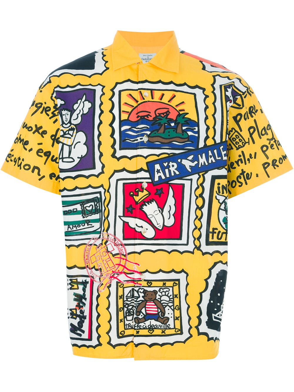 Jc De Castelbajac Vintage Postcard Print Shirt in Yellow for Men | Lyst