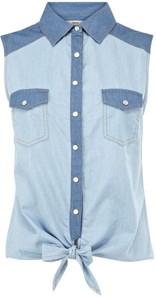 Oasis Contrast Tie Front Shirt - Lyst