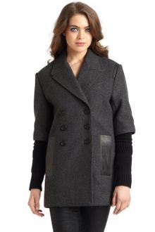Yigal Azrouel Felted Wool Knit-Sleeve Coat - Lyst