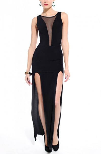 Akira Slit Thigh Maxi Dress in Black Akira Slit Thigh Maxi Dress in Black