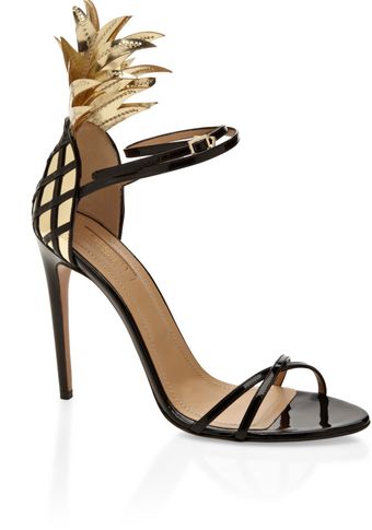 Aquazzura Gold and Black Pina Colada Sandal - Lyst