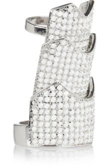 Eddie Borgo Hinged Rhodium Plated Swarovski Crystal Ring - Lyst