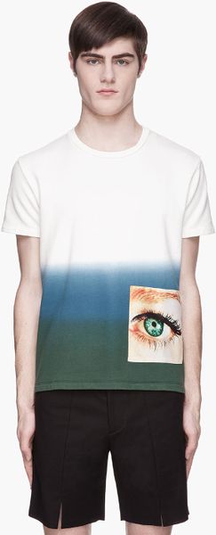 Raf Simons Pink and Blue Ombre Satin Eye Patch T-shirt - Lyst