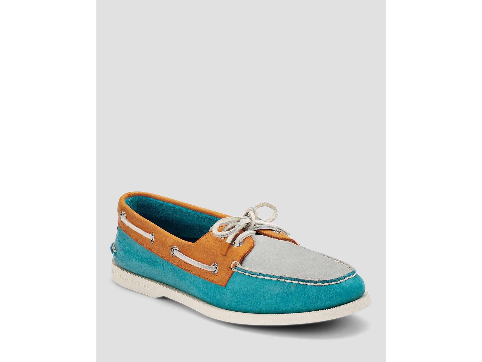 orange sperry boat shoes